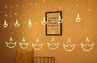 Quace 12 Stars Curtain String Lights, Window Curtain Lights with 8 Flashing Modes Decoration for Christmas, Wedding, Party, Home, Patio Lawn, Warm White (6+6 Diyas)…