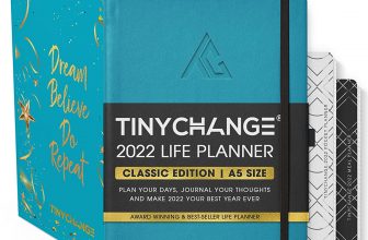 TINYCHANGE 2022 Classic Life Planner Diary; Daily; Weekly and Monthly Organizer Stationery Notebook Habit Tracker and Gratitude Journal with Productivity eBooks; Stickers; Posters; Bookmarks; Pocket planner