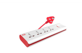 GM 3060 E-Book 4 + 1 Power Strip with Master Switch, Indicator, Safety Shutter & 4 international sockets