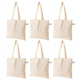Vantagekart Natural Cotton Plain Tote Shopping Bags with Extra Strong 13″ Handle | Hold 35 lbs | Heavy Duty, Washable, Eco Friendly Biodegradable Canvas Multipurpose Grocery Bag – Set of 6