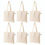 Vantagekart Natural Cotton Plain Tote Shopping Bags with Extra Strong 13″ Handle | Hold 35 lbs | Heavy Duty, Washable, Eco Friendly Biodegradable Canvas Multipurpose Grocery Bag – Set of 6