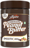 Alpino Chocolate Peanut Butter Smooth 400 G | 19 G Protein | High Protein Peanut Butter Creamy | Gluten-Free | Vegan