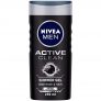 NIVEA Men Body Wash, Active Clean with Active Charcoal, Shower Gel for Body, Face & Hair, 250 ml